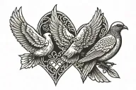 3 doves one heart tattoo design idea