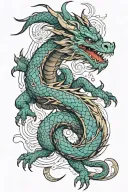 Dragon curled with cyberpunk elements tattoo design idea