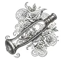 message in a bottle floating away tattoo design idea