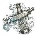 message in a bottle floating away tattoo design idea