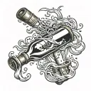 message in a bottle floating away tattoo design idea