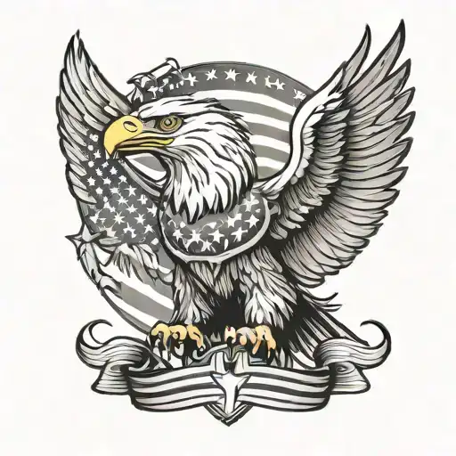 patriotic eagle wings with American flag incorporated tattoo design idea