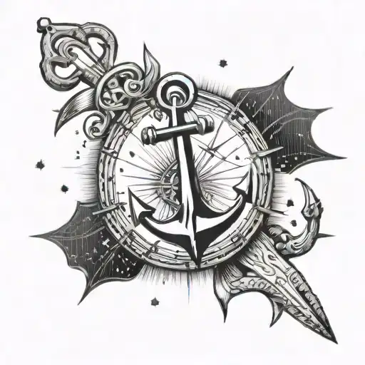 Anchor with a nautical star constellation tattoo design idea