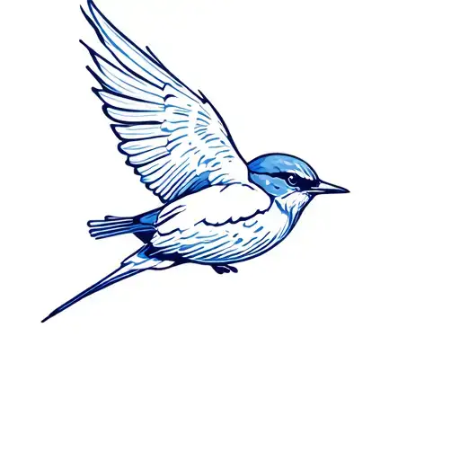 blue rock thrush bird flying tattoo design idea