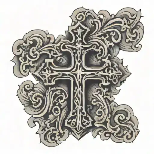 do three crosses two black one in the middle western tooled  tattoo design idea