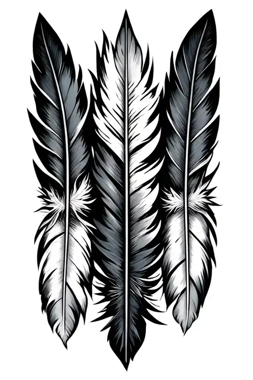 arrow with 3 feathers hanging off the side tattoo design idea