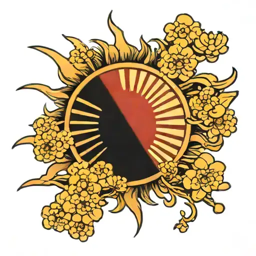 rising sun japanese flag tattoo design idea