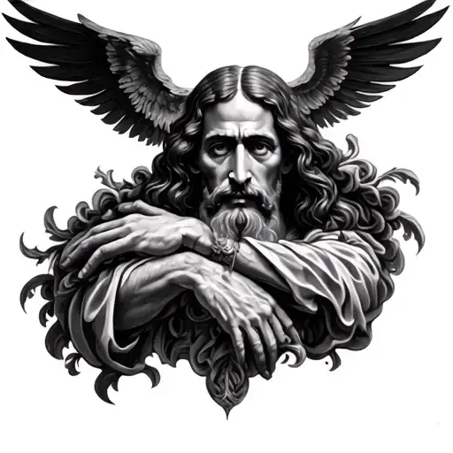 Da Vinci Vitruve luc viatour and asklepois stick tattoo design idea