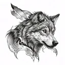 wolf with scars wounds tattoo design idea