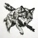 wolf with scars wounds tattoo design idea
