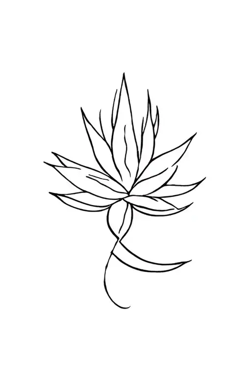 simple line cursive agave into a minimalist bouque at the top on my spine tattoo design idea