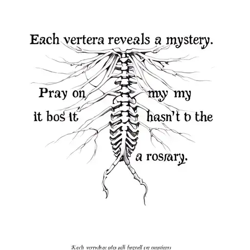 The words "Each vertebra reveals a mystery. Pray on my spine, it's a rosary." it doesn't have to be all the words tattoo design idea