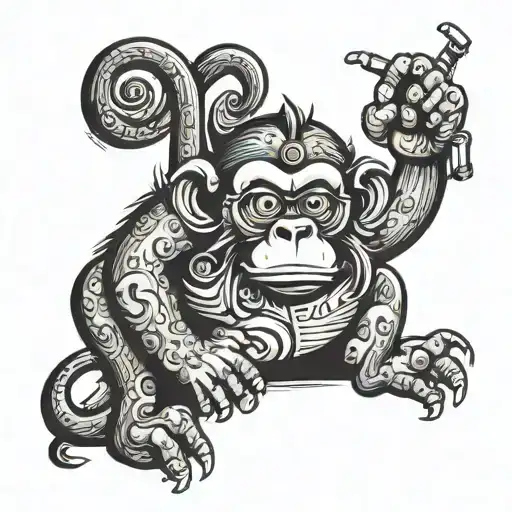 funny monkey tattoo design idea