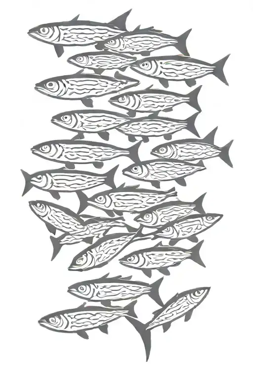 shoal of sardines tattoo design idea