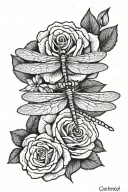 one dragonfly roses  tattoo design idea