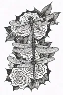 one dragonfly roses  tattoo design idea