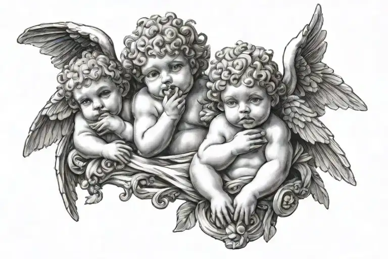 3 cherubs speak no evil see no evil hear no evil tattoo design idea