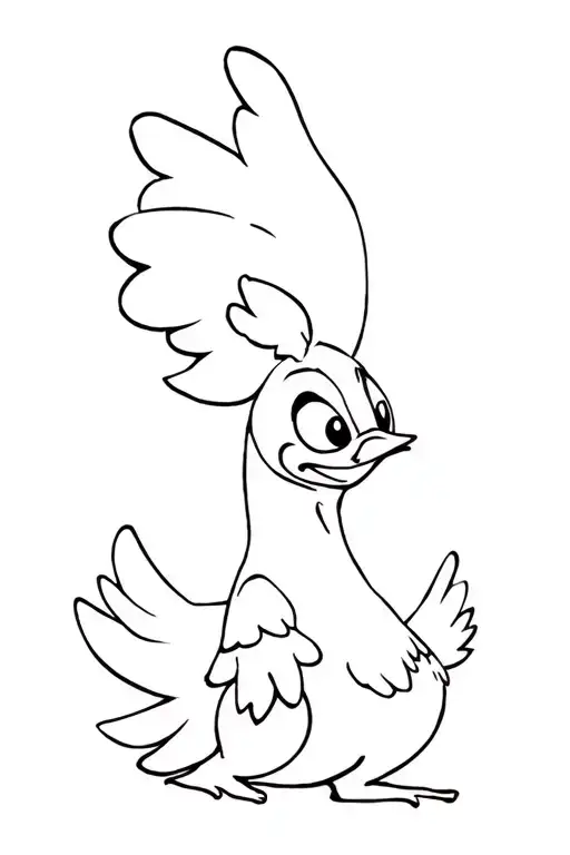 Disney stitch riding a chicken tattoo design idea