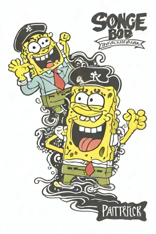 sponge bob and patrick with writing tattoo design tattoo design idea
