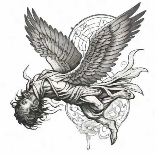 Icarus falling tattoo design idea