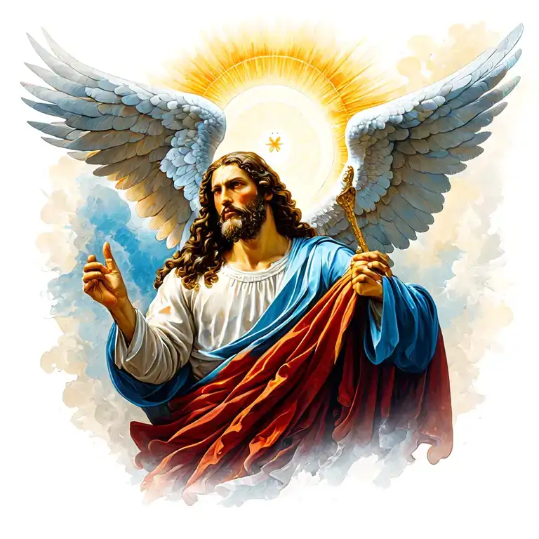 Angel Gabriel strong man of God tattoo design idea
