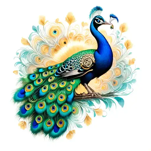 steampunk peacock tattoo design idea
