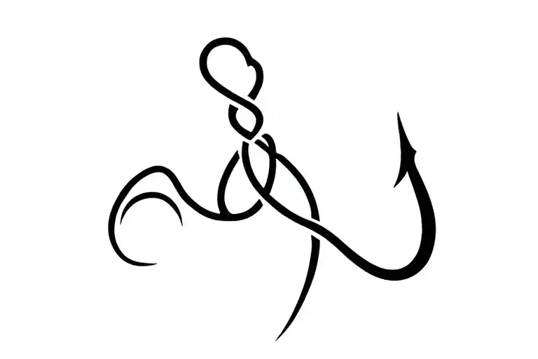 fishing hook intertwined tattoo design idea