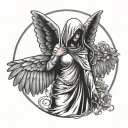 hooded angel tattoo design idea