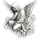 hooded angel tattoo design idea