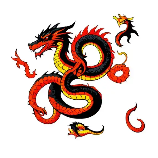 cerberus and snake with a dragon tattoo design idea