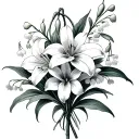Lily of the valley bouquet with integrated astrological sign: Leo, Aries, Taurus, Aquarius tattoo design idea