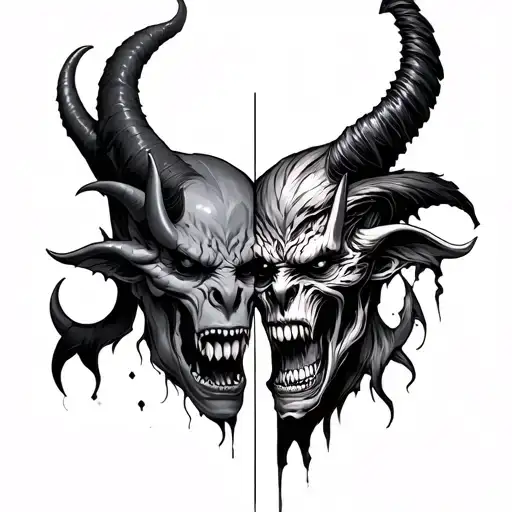 God Vs Devil tattoo design idea