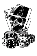 poker cards with skulls and chips with dice in vegas  tattoo design idea