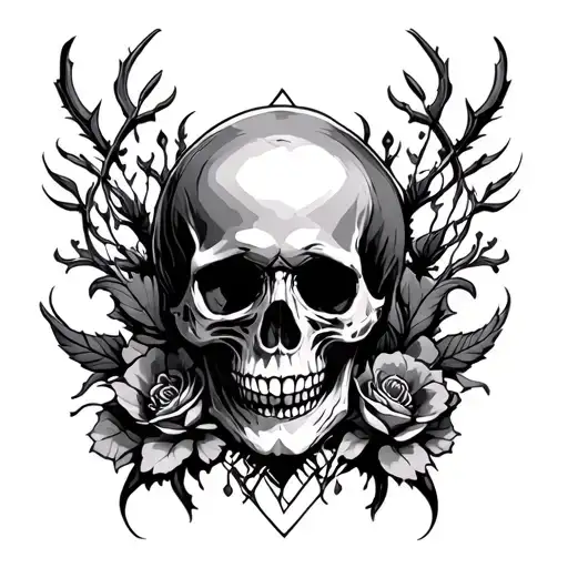 skull and gothic Ornaments  tattoo design idea