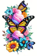 butterfly effect, pandoras box, cotton candy tattoo design idea