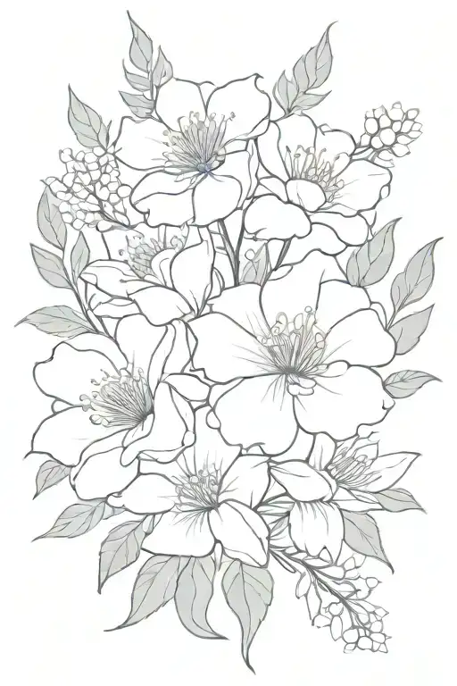 february and july birth flower bouquet tattoo design idea