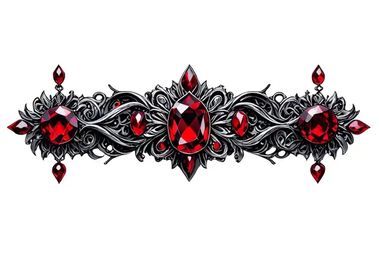 red ruby, digital, jewelry tattoo design idea