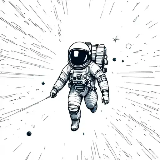 Coverup Space With Astronaut floating tattoo design idea