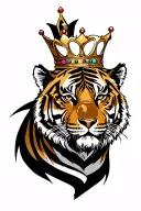 tiger with crown looking tattoo design idea