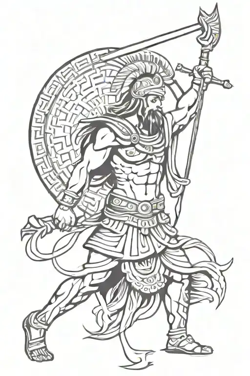 Greece god of warriors tattoo design idea