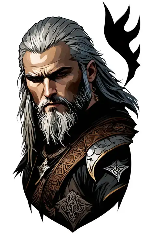 geralt of rivia from the Witcher tattoo design idea