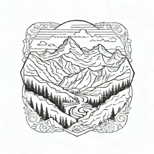 swiss alps scene tattoo design idea