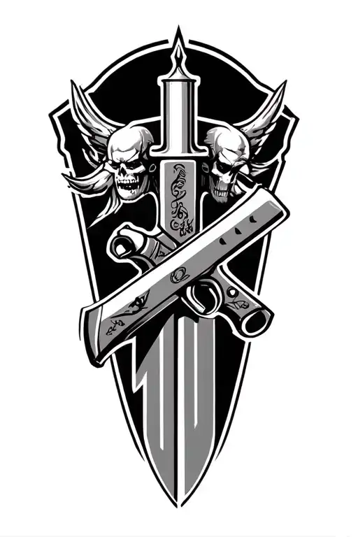 guns knives wrestling tattoo design idea