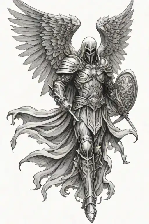mighty warrior Azrael archangel of souls tattoo design idea