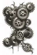 gears and torn flesh tattoo sheet tattoo design idea