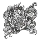 ice cube and fire flames left arm sleeve tattoo design idea