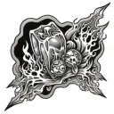 ice cube and fire flames left arm sleeve tattoo design idea