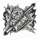 ice cube and fire flames left arm sleeve tattoo design idea