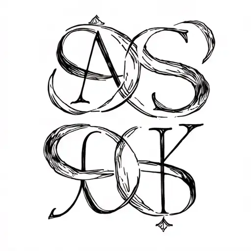 Family Tattoo with Infinity Sign and these initials: A, S, K, K tattoo design idea