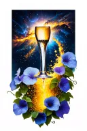Champagne Supernova exploding with morning glory vine tattoo design idea